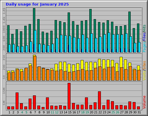 Daily usage for January 2025