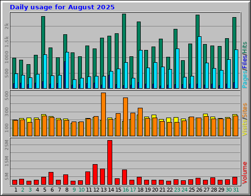 Daily usage for August 2025