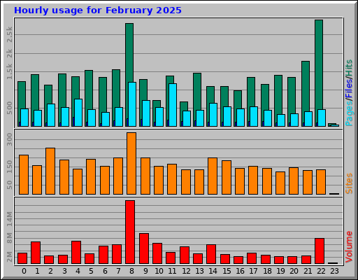 Hourly usage for February 2025